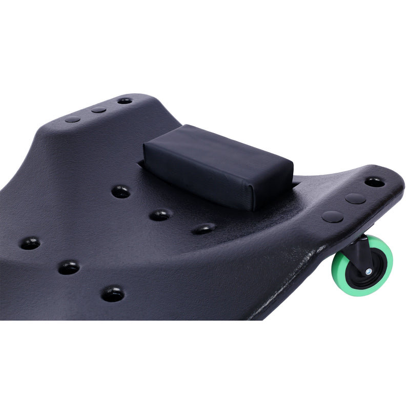 48" Plastic Crawler with Padded Headrest and Dual Tool Trays - 440 lb Capacity Black