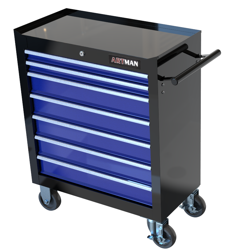 7-Drawer Multifunctional Tool Cart with Wheels – Black & Blue