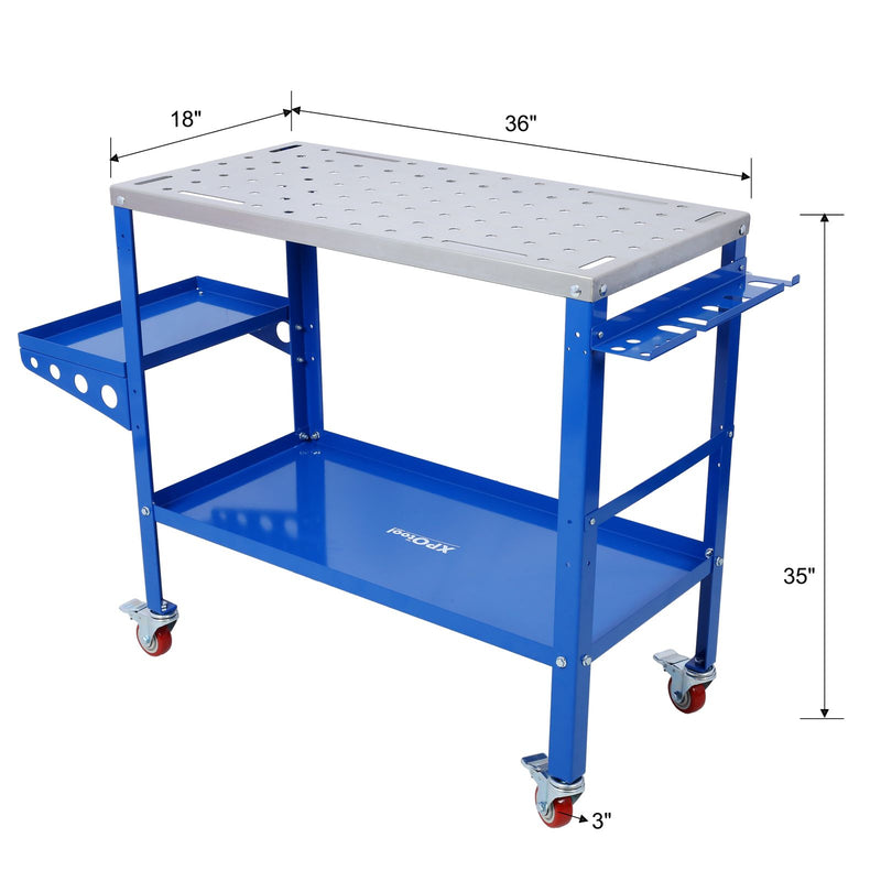 Welding Table 36" x 18", 1200 lbs Weight Capacity, Steel Welding Work Table with Wheels