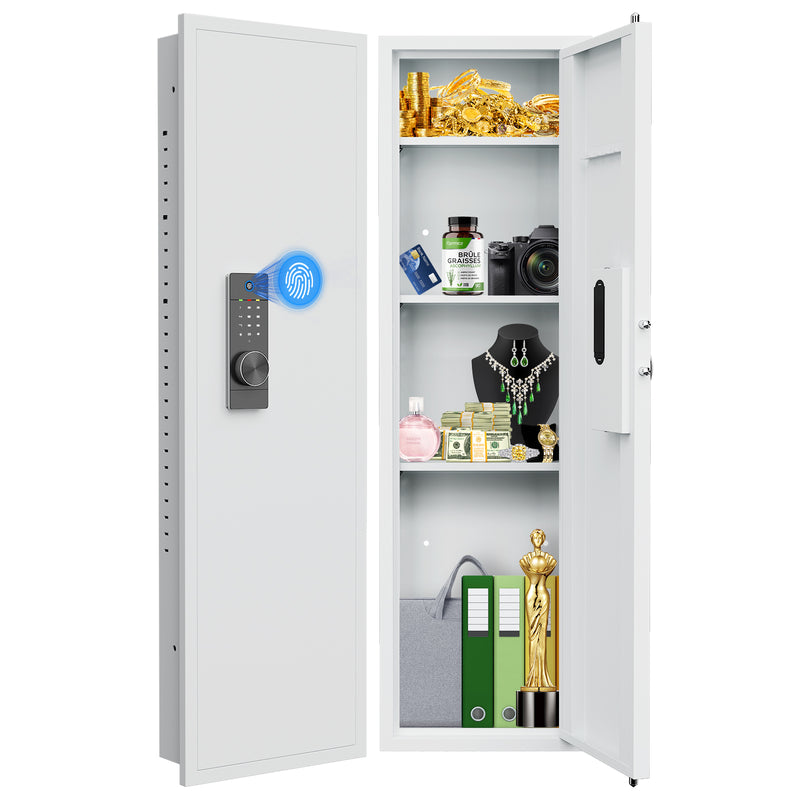 53 inch fingerprint touch panel wall safe hidden safe white fingerprint