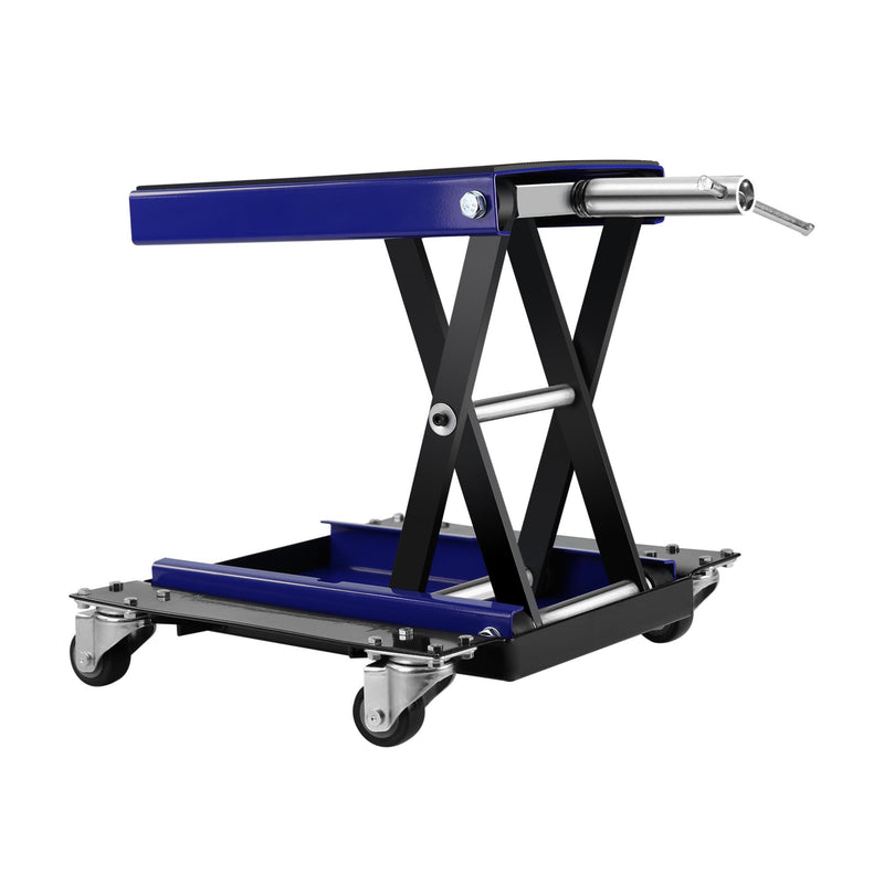 1100 lbs Steel Wide Deck Motorcycle Lift with Trolley and Hand Crank Bicycle Garage Repair Hanger