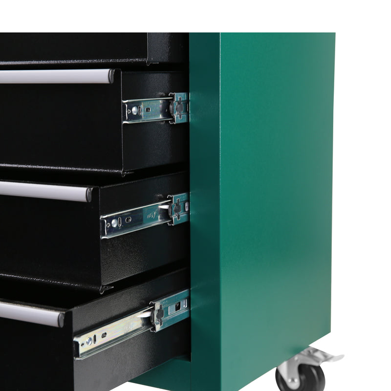 5 drawer rolling tool box, tool cabinet on wheels with key locking system and drawer liner with link buckle