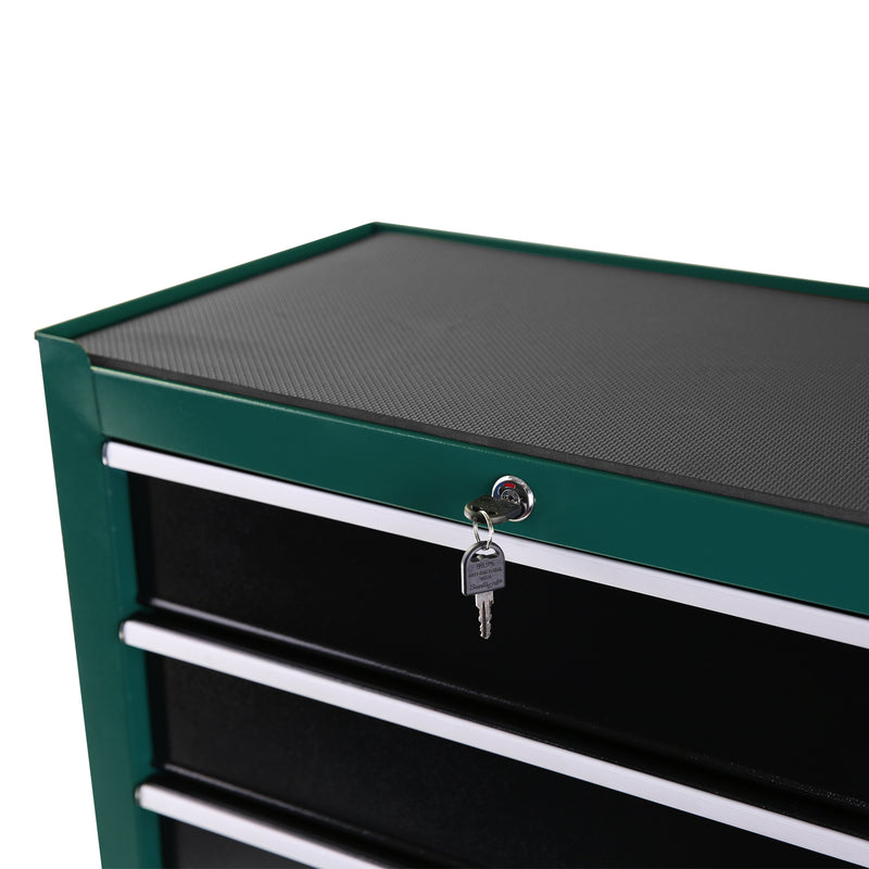 5 drawer rolling tool box, tool cabinet on wheels with key locking system and drawer liner with link buckle