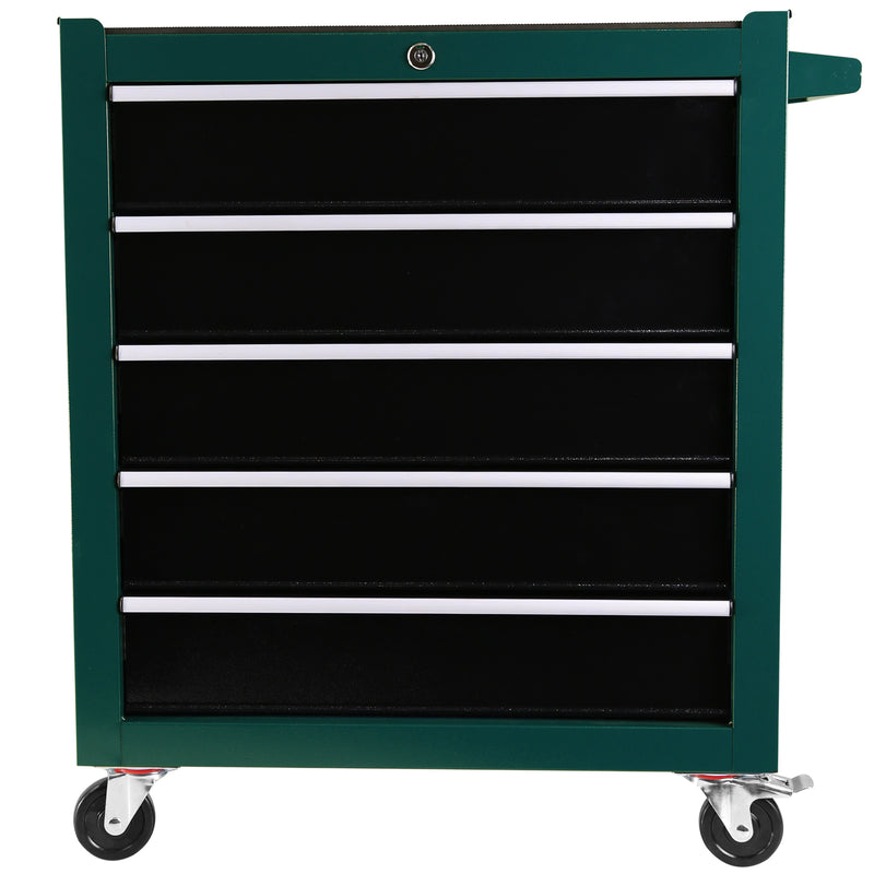 5 drawer rolling tool box, tool cabinet on wheels with key locking system and drawer liner with link buckle