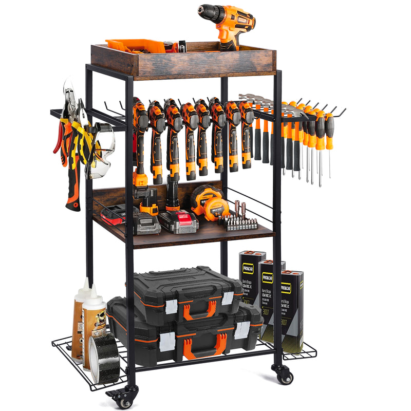 Rolling Garage Tool Organization Organizer Power Tool Organizer Garage Supplies Closets Sheds Garage Organization and Storage Utility Shelves