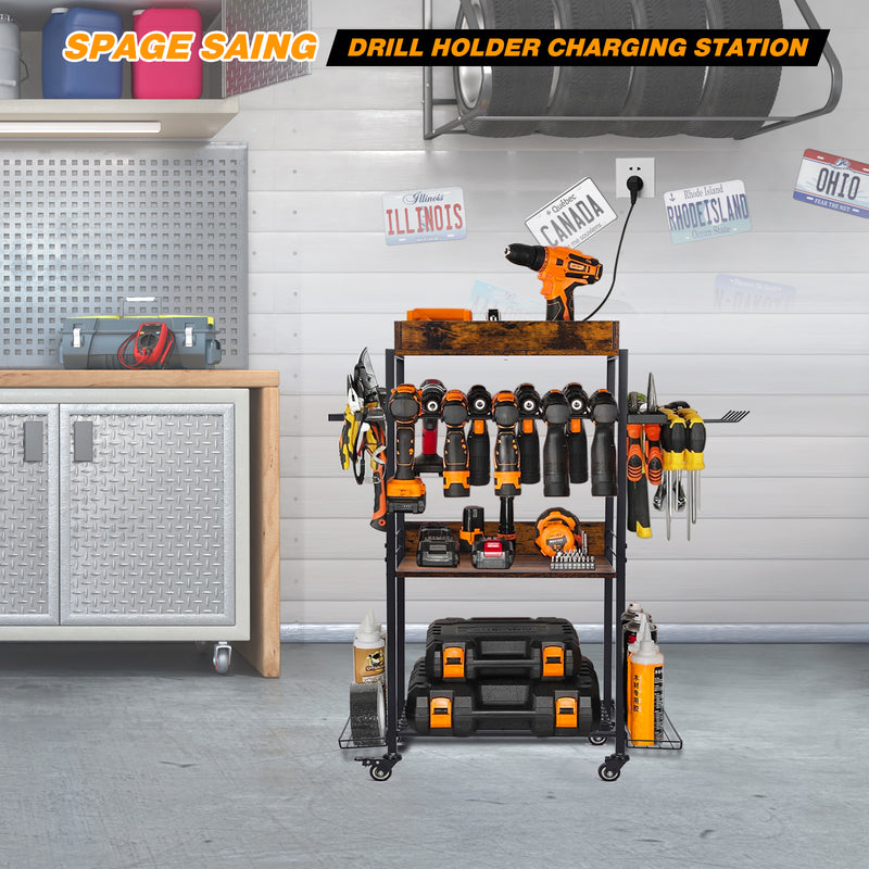 Rolling Garage Tool Organization Organizer Power Tool Organizer Garage Supplies Closets Sheds Garage Organization and Storage Utility Shelves