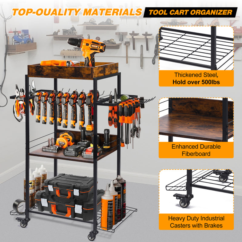 Rolling Garage Tool Organization Organizer Power Tool Organizer Garage Supplies Closets Sheds Garage Organization and Storage Utility Shelves