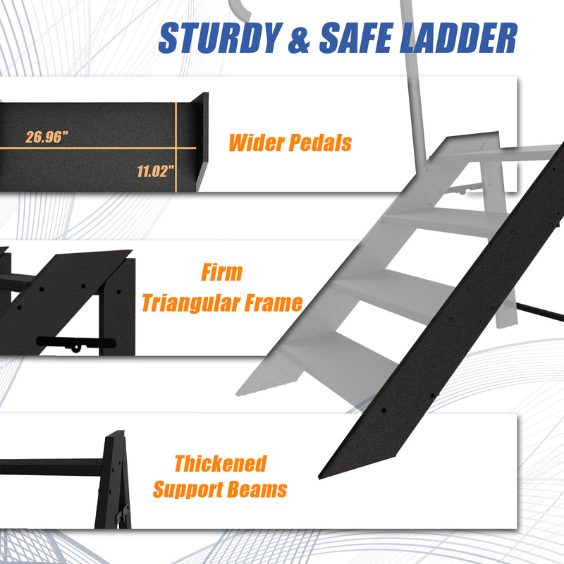 Foldable Step Stool 4 Step Folding Ladder RV Steps with Height Adjustable Handrails and Non-slip Feet