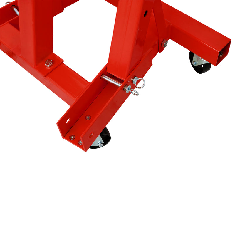 2 Ton Folding Engine Hoist Cherry Picker Heavy Duty Steel Shop Crane with 6 Iron Caster Wheels Red