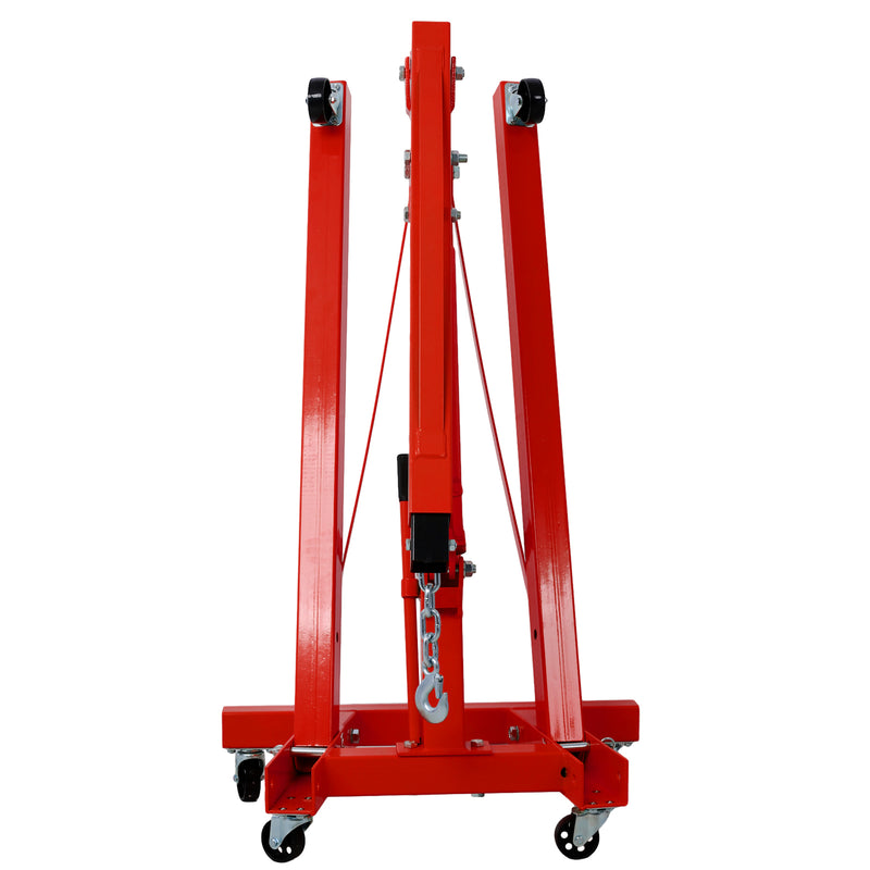 2 Ton Folding Engine Hoist Cherry Picker Shop Crane Heavy Duty Steel 6 Iron Caster Wheels Red