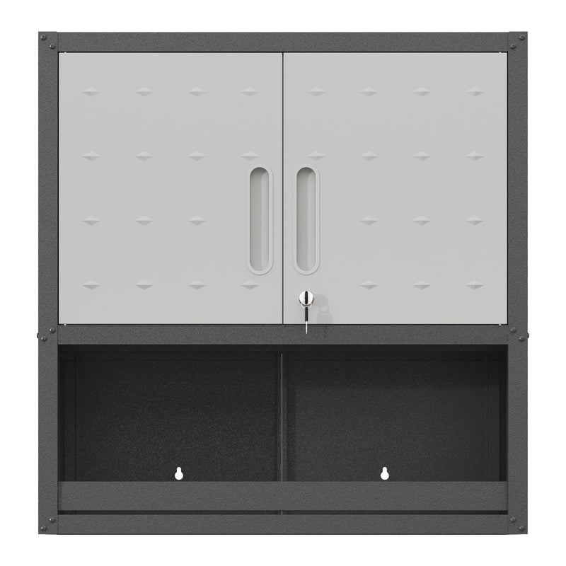 Metal Wall Mount Tool Storage Cabinet with Locking Doors and 1 Shelf 1 Open Drawer