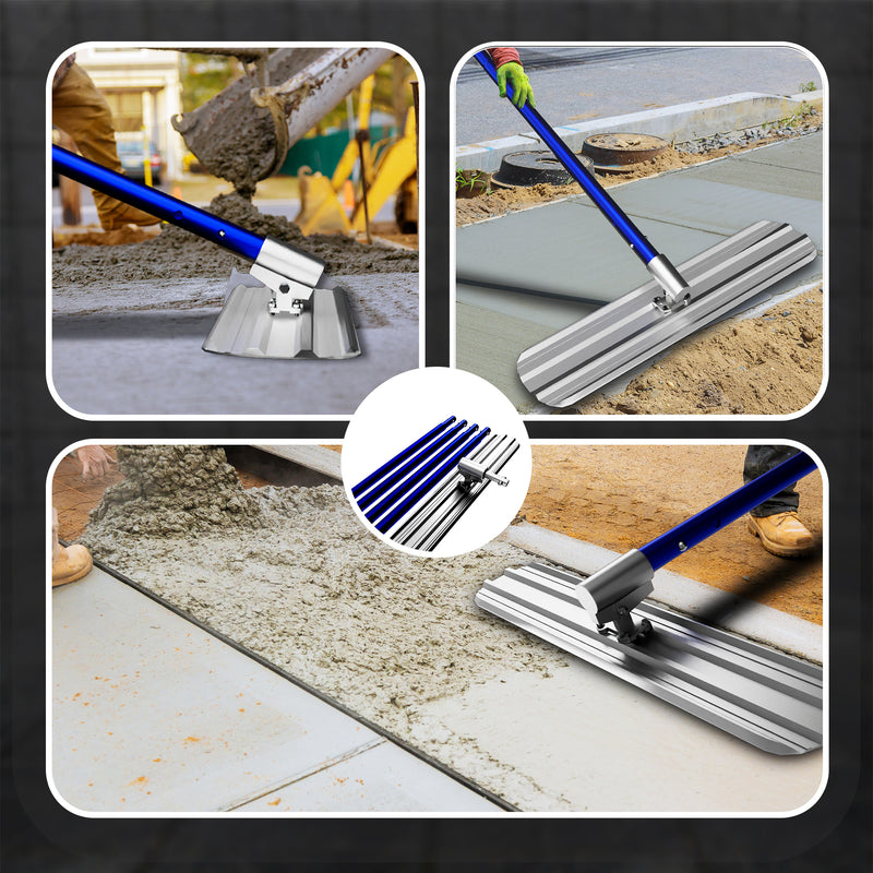 48" x 8" magnesium aluminum alloy concrete trowel with 4 combinable handles with portable tool box