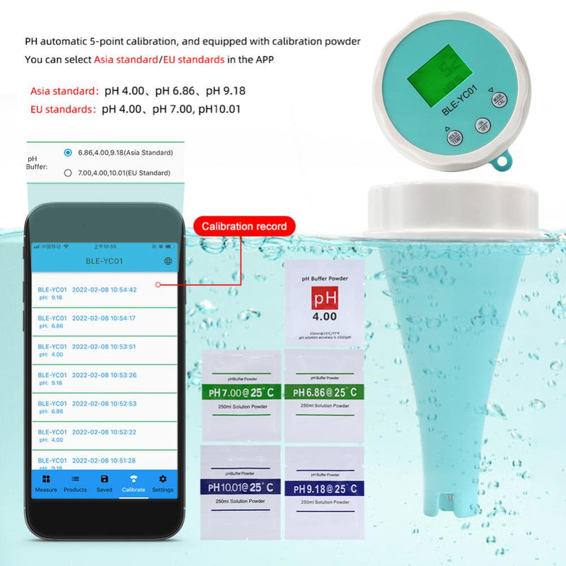 6 in1 Water Quality Detector PH EC TDS ORP CL Temperature Calibration Chlorine Water Tester APP Online Monitor for Swimming Pool