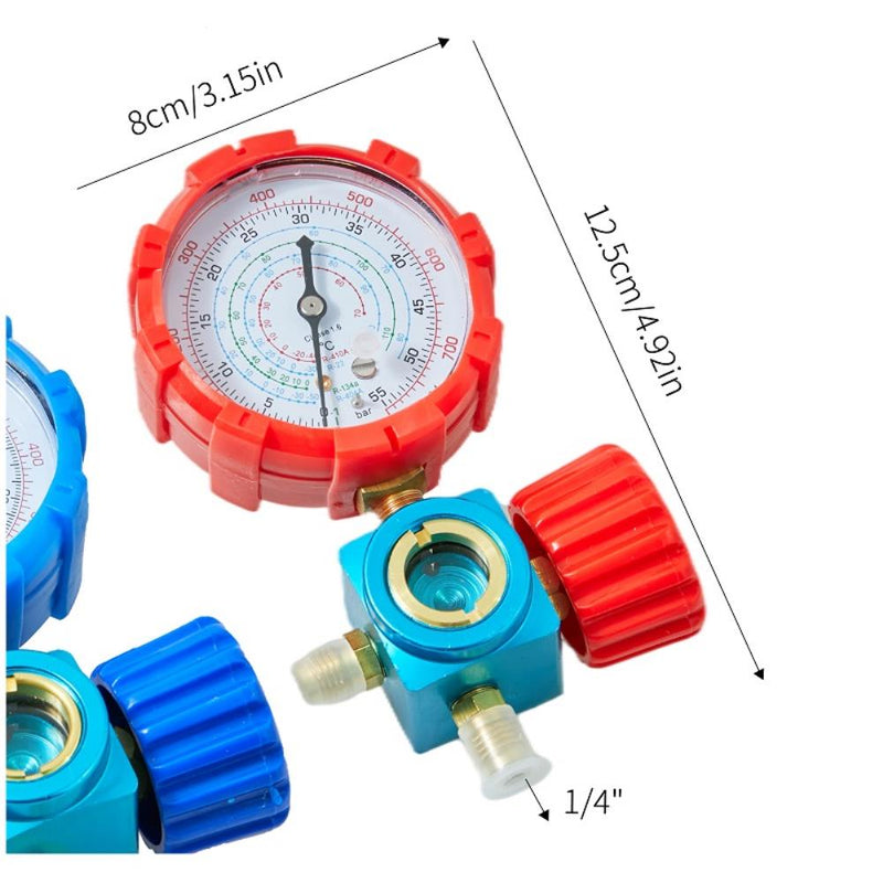 Pure Copper Refrigerant Pressure Gauge R134a/R410/R32/R22/R407C Air Conditioning and Fluoride Table Low/high Pressure