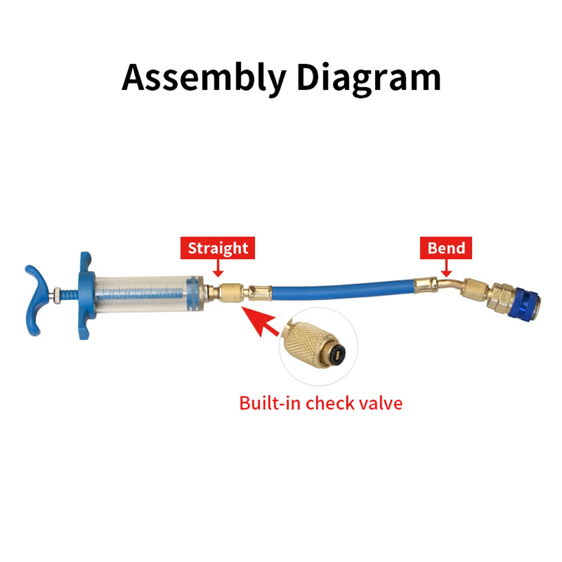 Car A/C Oil/Dye Injector 1oz with R134a Low Side Quick Coupler Adapter 1/4: Air Conditioning Repair Tool Kit for Manual Oil Injection