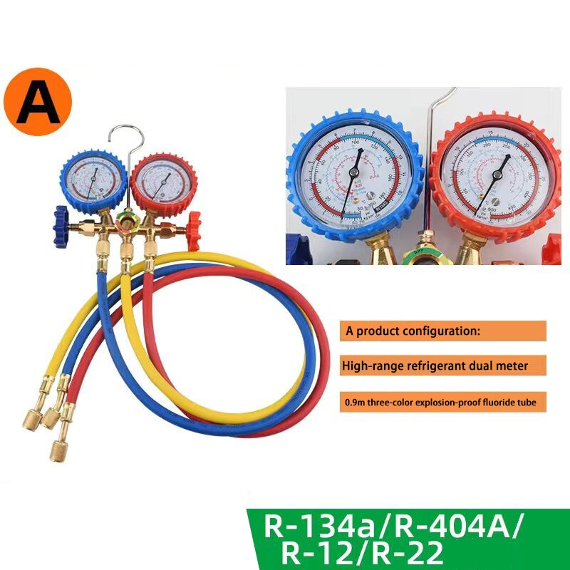 Refrigerant Manifold Gauge Air Condition Refrigeration Set for R12 R22 R502 R134A R404A R410A