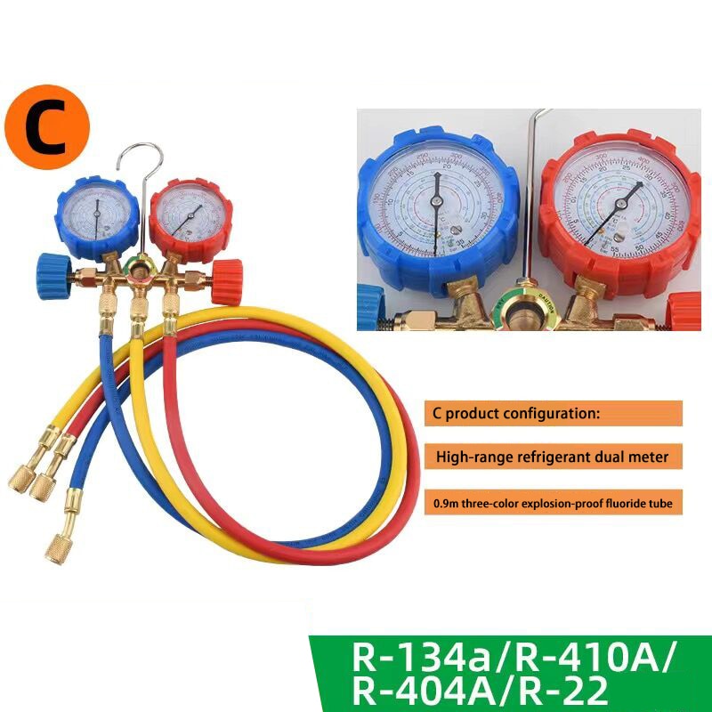 Refrigerant Manifold Gauge Air Condition Refrigeration Set for R12 R22 R502 R134A R404A R410A