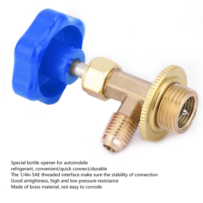 Refrigerant Bottle Opener Brass Dispensing Valve 1/4SAE for Air Conditioning R134/R22R22