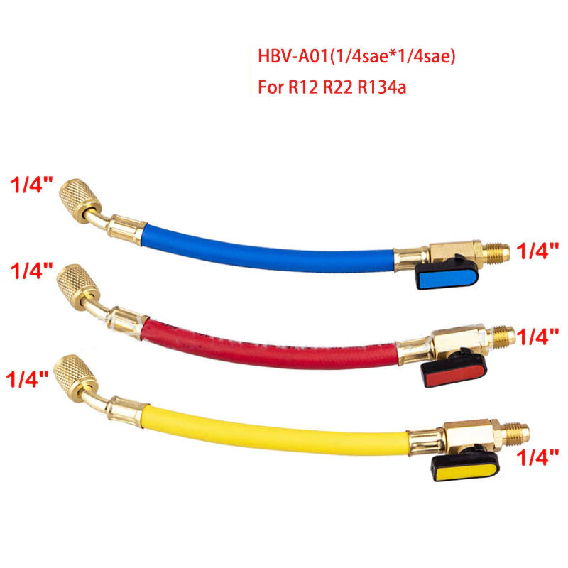 3pcs R134A R410 R22 Refrigeration Charging Hose HVAC Refrigerant Hoses Set with Ball Valve