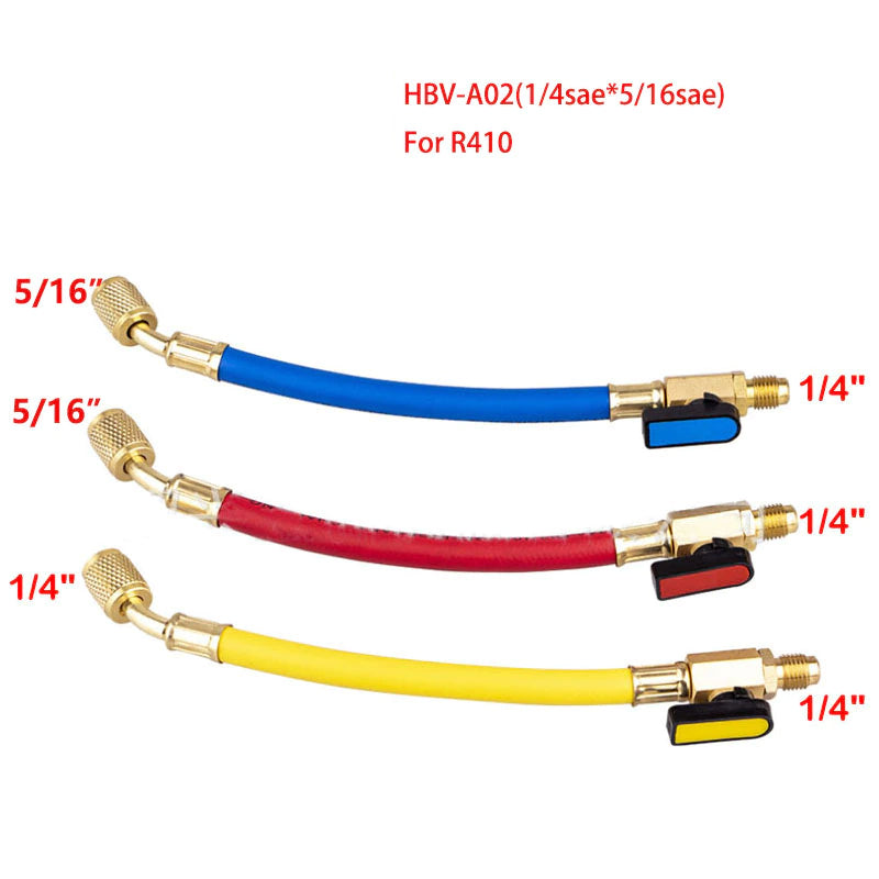 3pcs R134A R410 R22 Refrigeration Charging Hose HVAC Refrigerant Hoses Set with Ball Valve