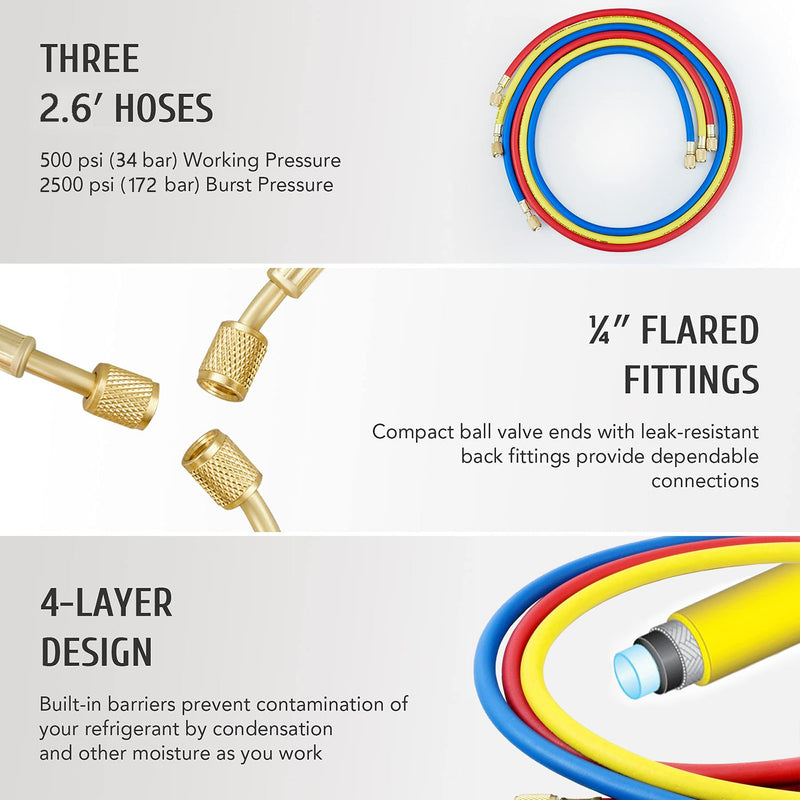 R12 R22 R404A R134A Refrigerant Manifold Gauge Air Conditioning Tools Set