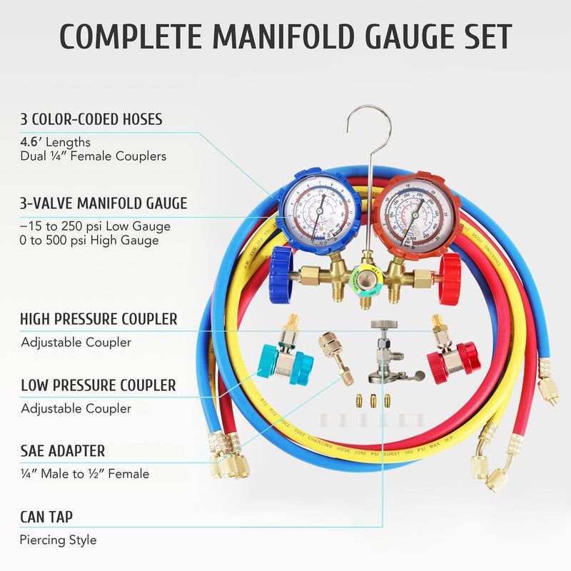 R12 R22 R404A R134A Refrigerant Manifold Gauge Air Conditioning Tools Set